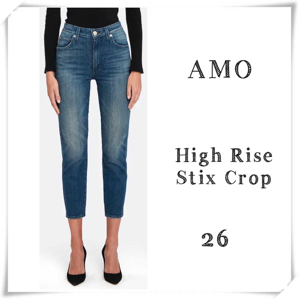 AMO High Rise Stix Crop Girls Night Out Skinny Jeans Wash 129